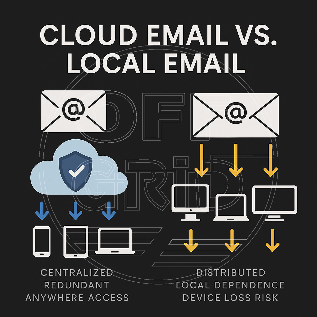 クラウドとローカルメールの違いを表現したイメージ図